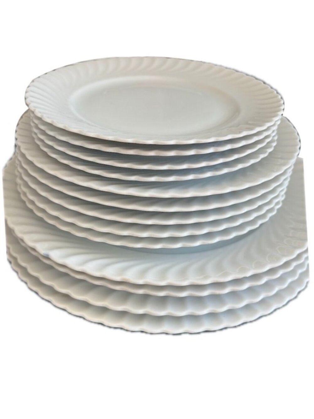 AK Kaiser Germany 13pc China Nicole Plates 4 dinner 4 bread 5 salad White Swirl